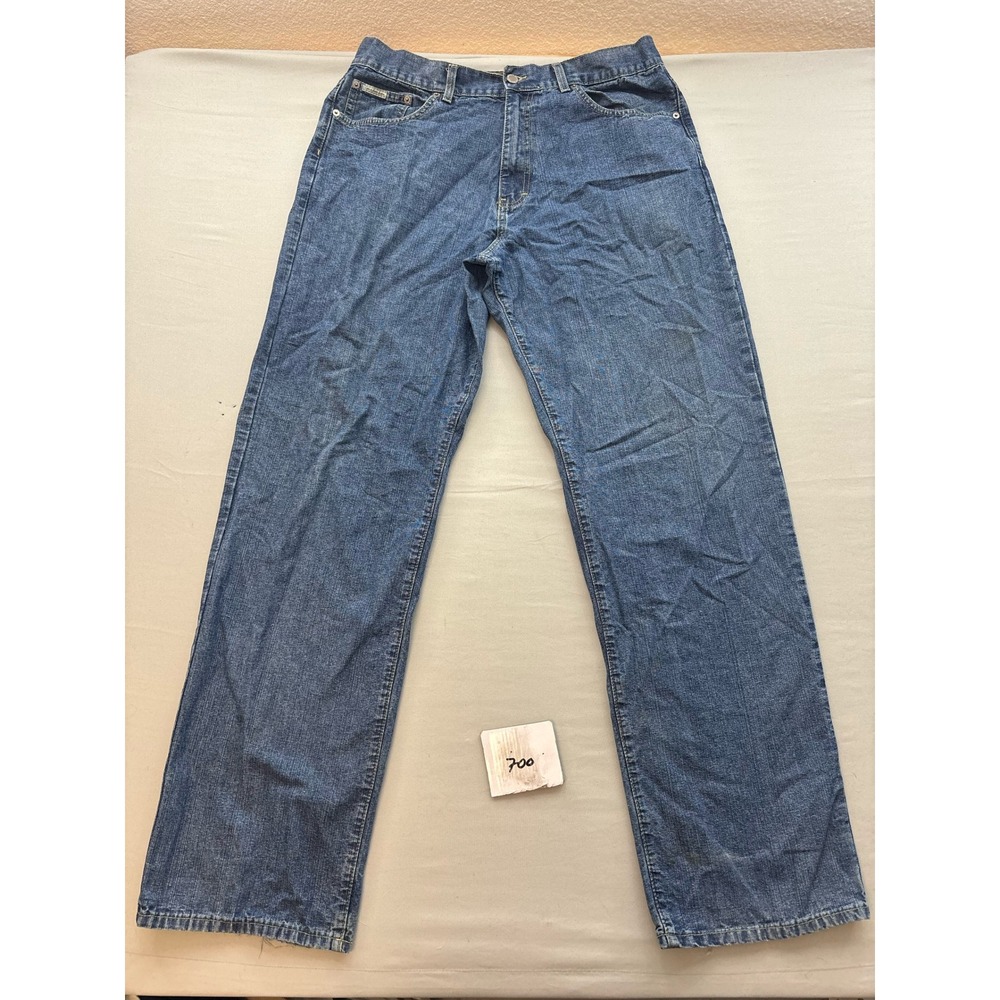 Calvin Klein Jeans Mens 36x34 Straight Leg Doublestone Blue Denim MG94A76